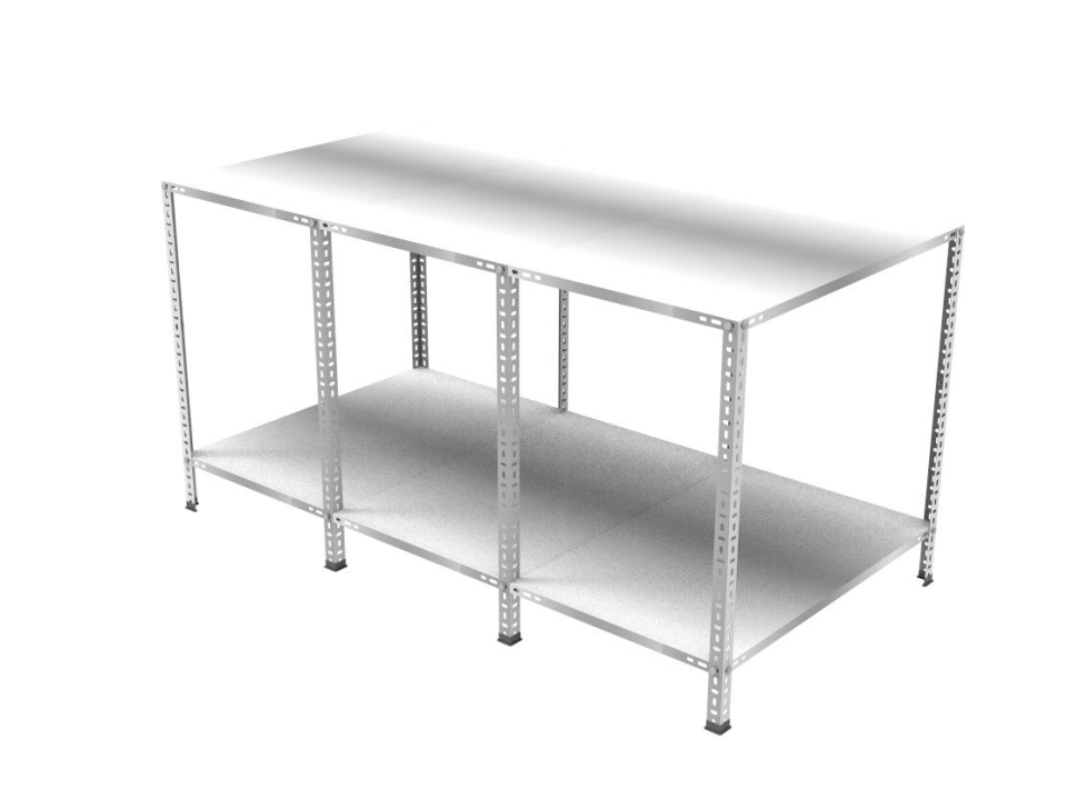 2 Katlı Galvaniz Paketleme Masası - Atölye, Depo, Hobi Çalışma Masası