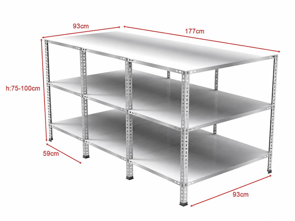 3 Katlı Galvaniz Paketleme Masası - Atölye, Depo, Hobi Çalışma Masası