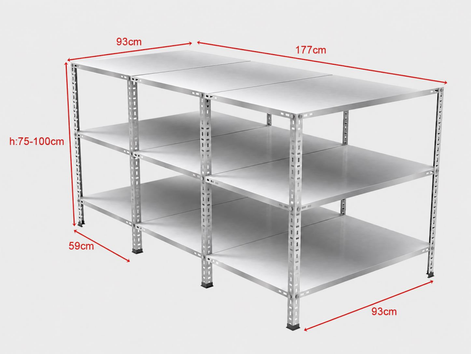 3 Katlı Galvaniz Paketleme Masası - Atölye, Depo, Hobi Çalışma Masası