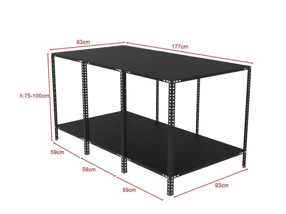 2 Katlı Renkli Paketleme Masası - Atölye, Depo, Hobi Çalışma Masası - Mavi