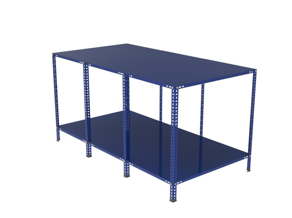 2 Katlı Renkli Paketleme Masası - Atölye, Depo, Hobi Çalışma Masası - Mavi