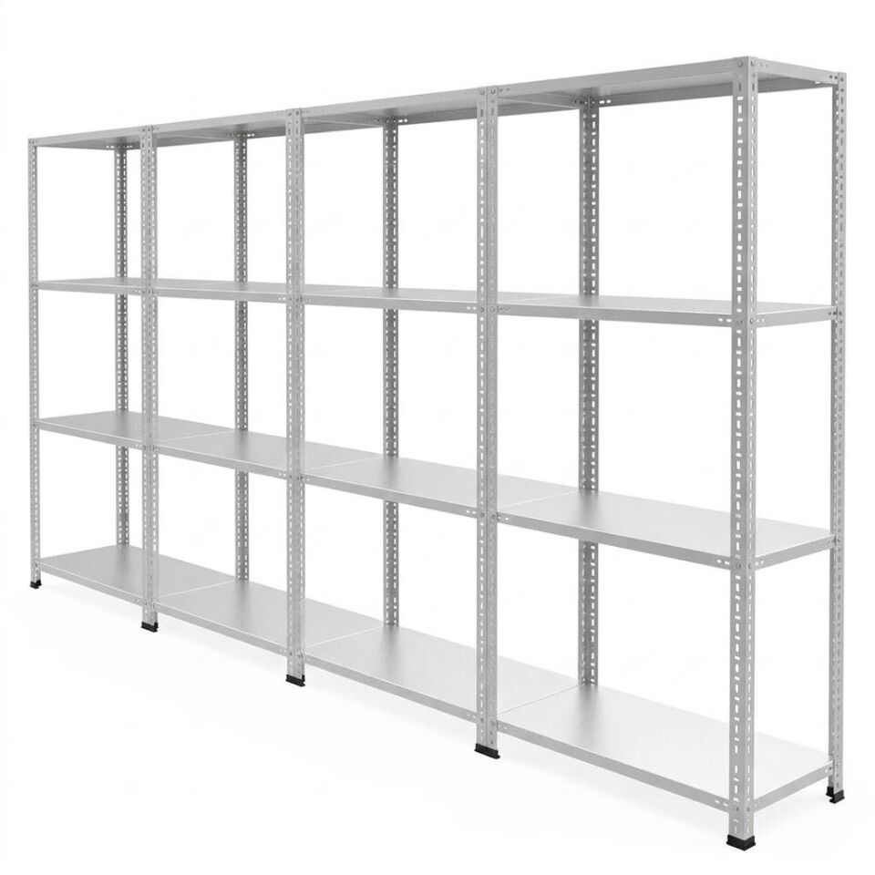 4 Katlı 5'li Galvaniz Çelik Raf - Depo, Arşiv, Kiler, Dosya, Market Rafı
