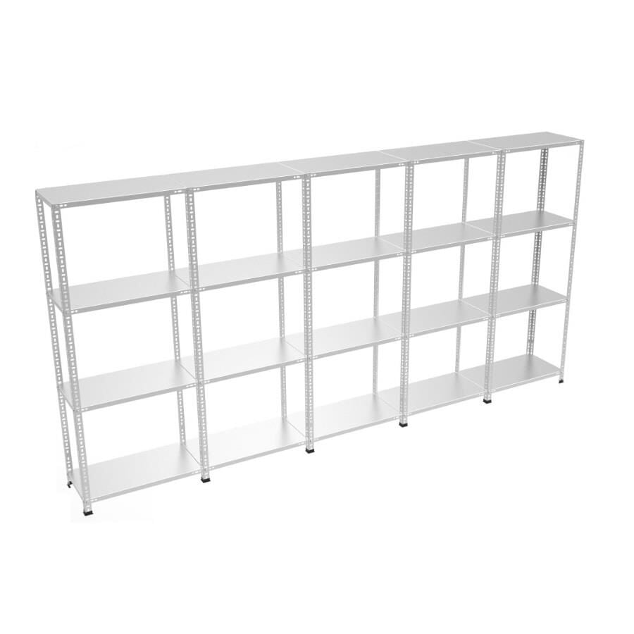 4 katlı 5'li Bitişik Galvaniz Çelik Raf - Depo, Arşiv, Kiler, Dosya, Market Rafı, Civatalı Raf Sistemi
