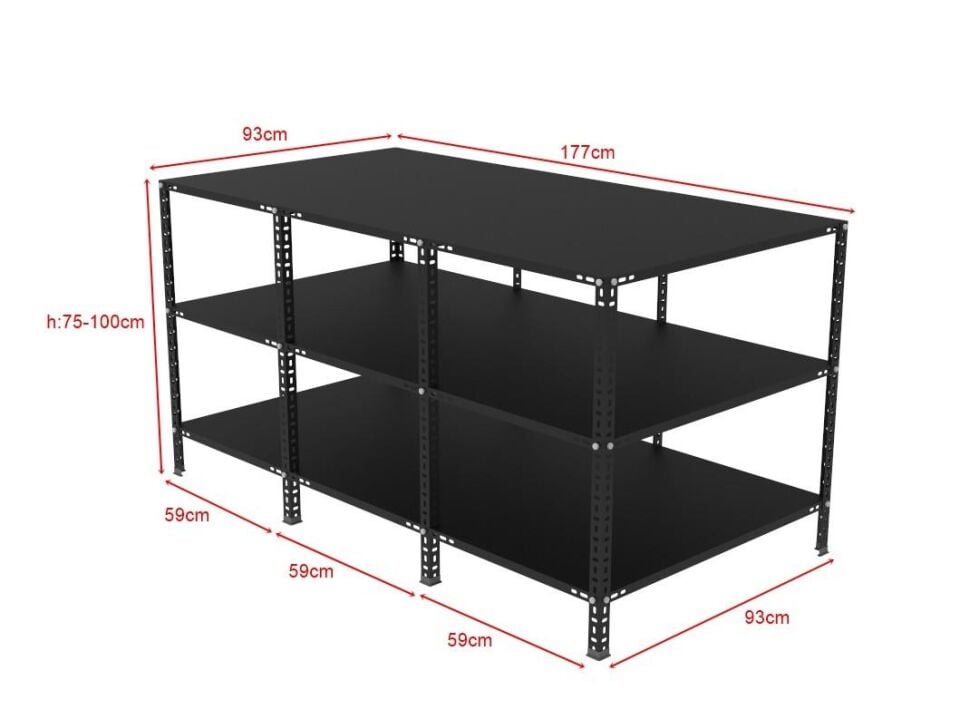 3 Katlı Renkli Paketleme Masası - Atölye, Depo, Hobi Çalışma Masası - Mavi