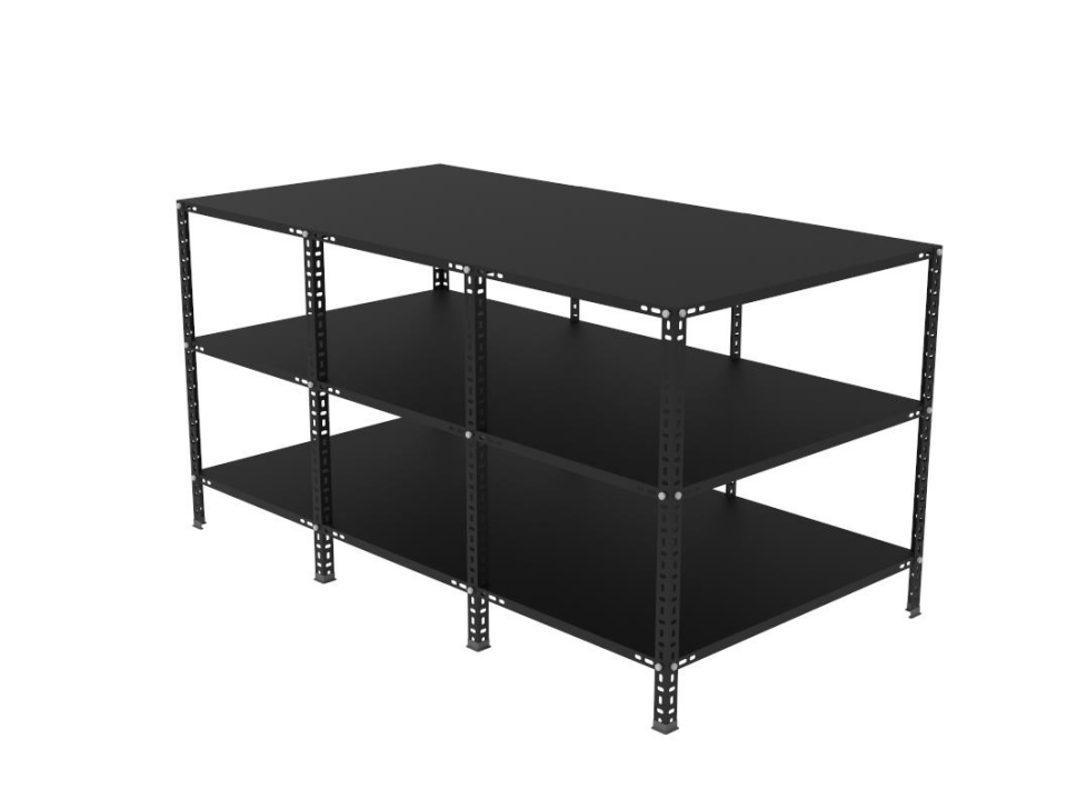 3 Katlı Renkli Paketleme Masası - Atölye, Depo, Hobi Çalışma Masası - Mavi