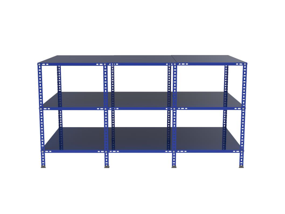 3 Katlı Renkli Paketleme Masası - Atölye, Depo, Hobi Çalışma Masası - Mavi