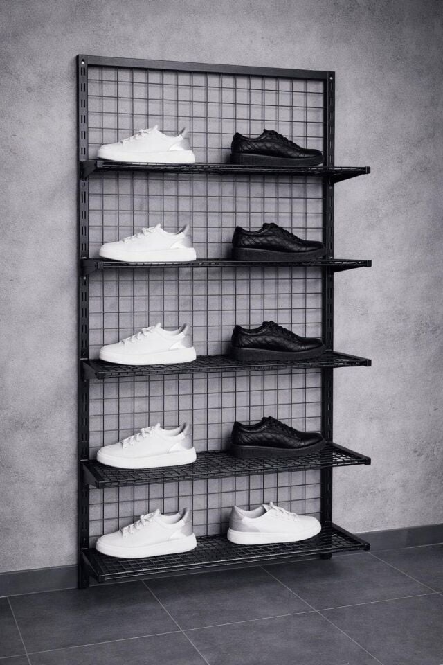 5 Raflı Duvara Monte Tel Pano Rafı - Tel Pano Stand, Duvar Askılığı