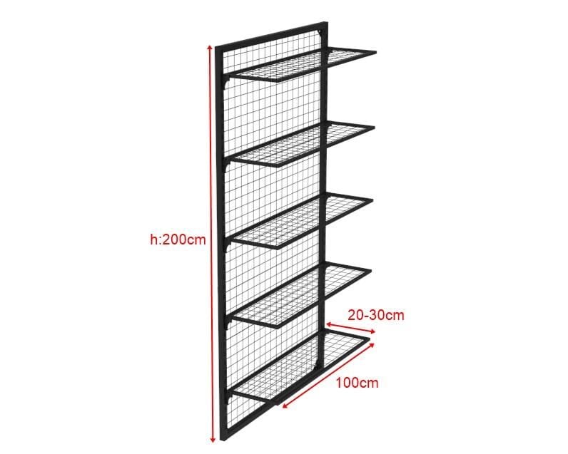 5 Raflı Duvara Monte Tel Pano Rafı - Tel Pano Stand, Duvar Askılığı