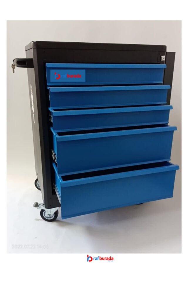 5 Çekmeceli Alet Dolabı İçi Boş Atölye Usta Set Takım Arabası-Mavi