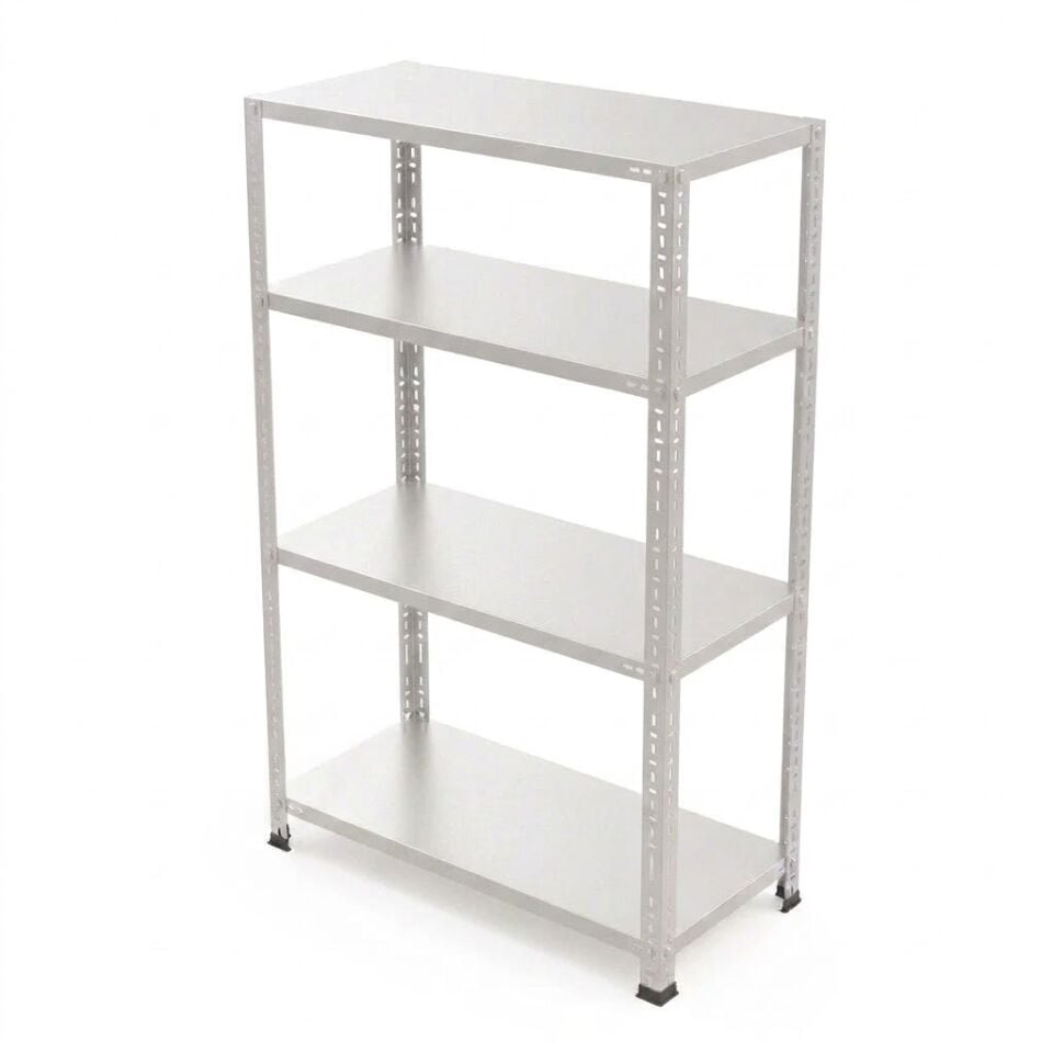 4 Katlı Galvaniz Çelik Raf - Depo, Arşiv, Kiler, Dosya, Market Rafı