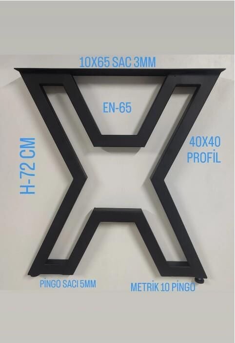 1 Takım Estetik X Masa Ayağı - 65x72 Cm