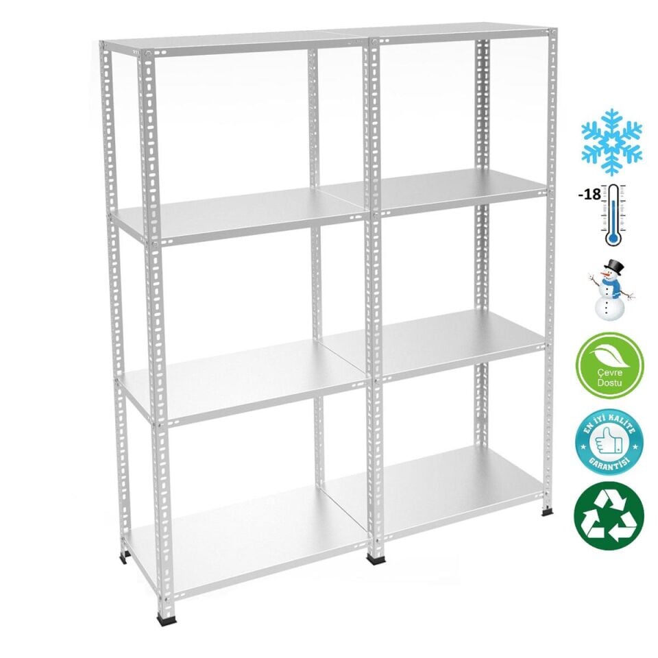 4 Katlı Duble Paslanmaz Krom Raf - Inox Soğuk Oda Rafı, Buzhane Rafı