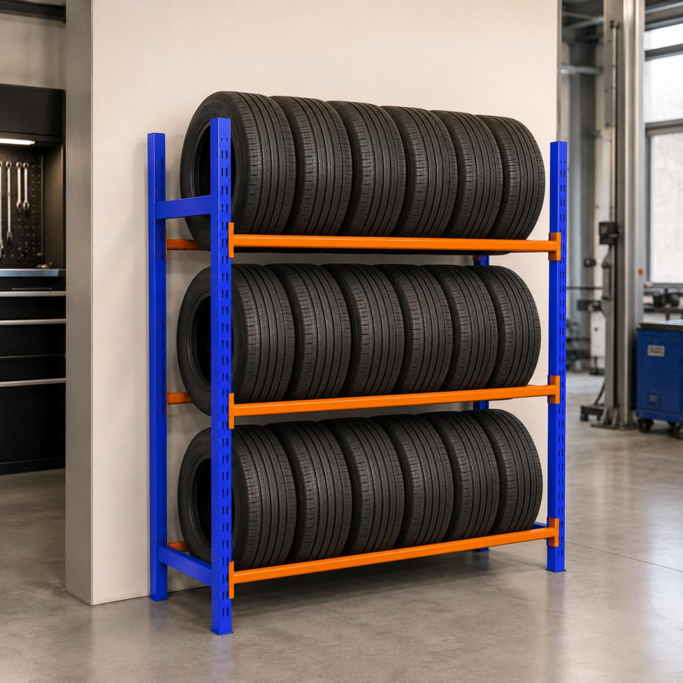 3 Katlı Hafif Rack Lastik Rafı - Lastik İstifleme Rafı
