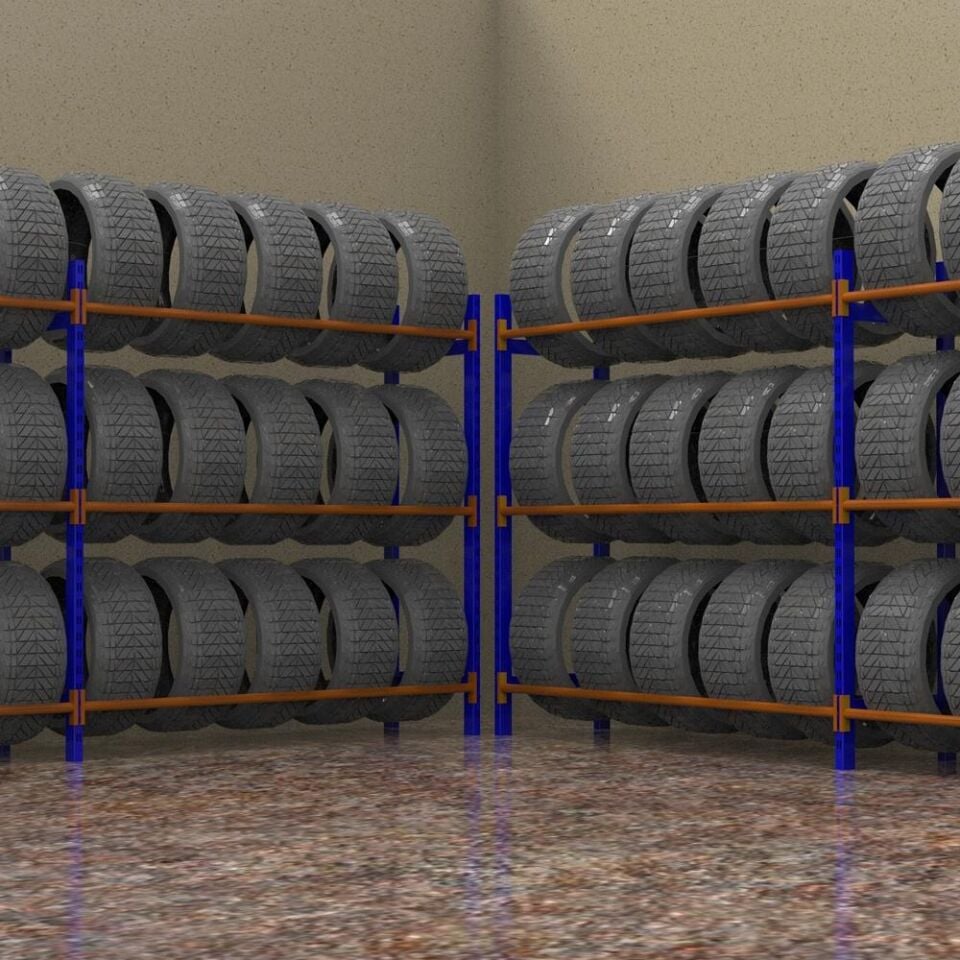 3 Katlı Lastik Rafı - Lastik İstifleme Rafı