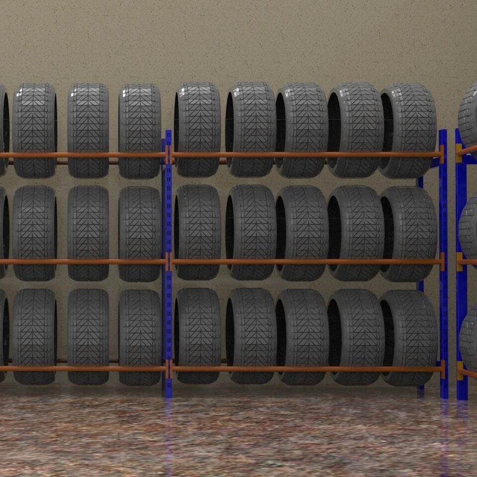 3 Katlı Lastik Rafı - Lastik İstifleme Rafı 30x150 cm