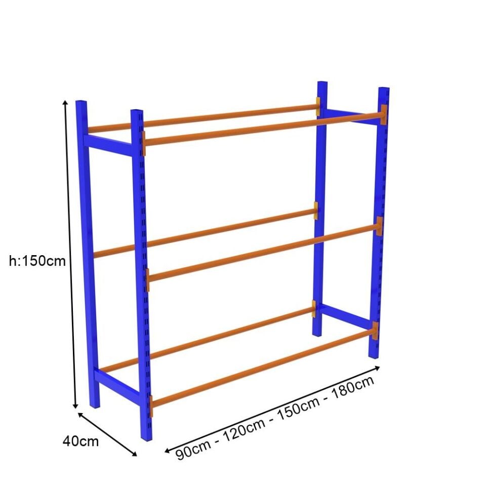 3 Katlı Lastik Rafı - Lastik İstifleme Rafı 30x150 cm