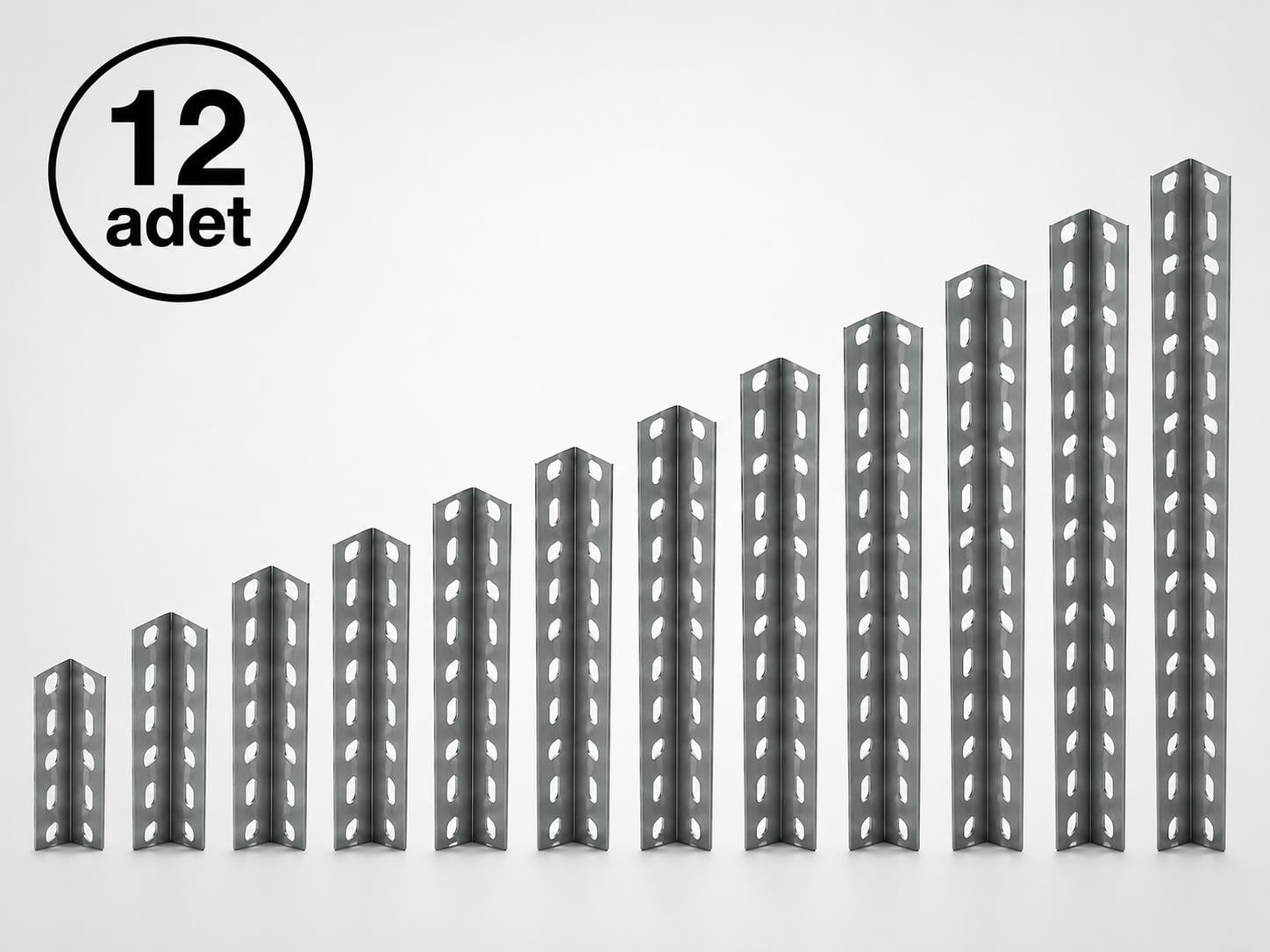 12 Adet 150 Cm Galvaniz Çelik Raf Profil - 2,00 Mm