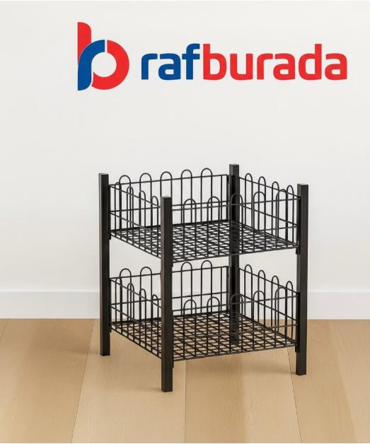 Çift Katlı 60x80 Cm (Siyah Profil Ayaklı) Havuz Sepet - Market, Mağaza, Vitrin, Promosyon Havuz Sepeti